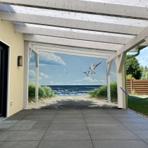 Ein 3D Ostsee Bild auf einer Terrassenwand gemalt in Brandenburg von Mario Winkler.